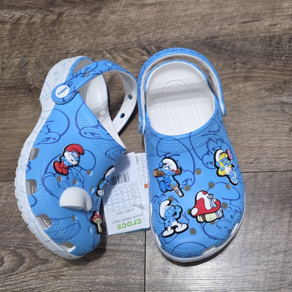 New Crocs  Kids Blue Smurfs Little Girls 12